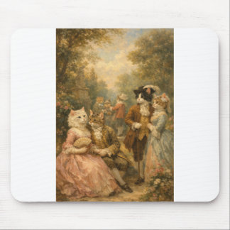 Rococo Garden Cats Gathering Mousepad