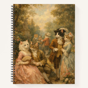 Rococo Garden Cats Gathering Spiral Notebook