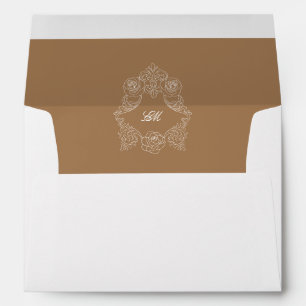 Rococo Gold Brown Pre-Addressed Wedding Invitation Envelope