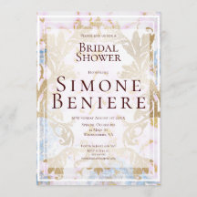 Rococo Gold Filigree Bridal Shower Invitation