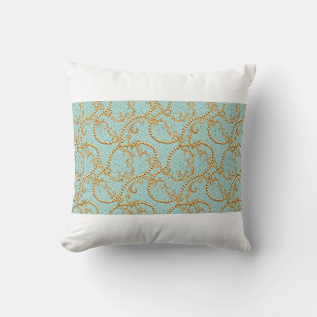 Rococo golden elements seamless pattern. Gold text Cushion (Front)
