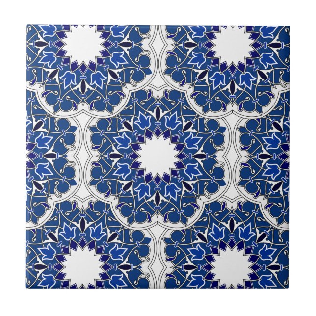 Rococo Indigo Beautiful Ceramic Tile (Front)