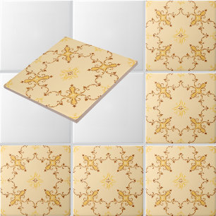 Rococo Inspired Foliate Scrolls Pattern Ceramic Tile