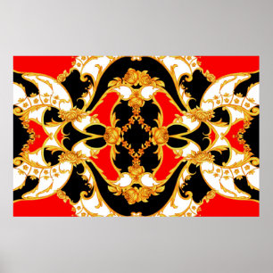 Rococo intricate panel with floral elements poster