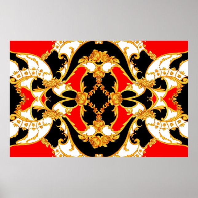Rococo intricate panel with floral elements poster (Front)