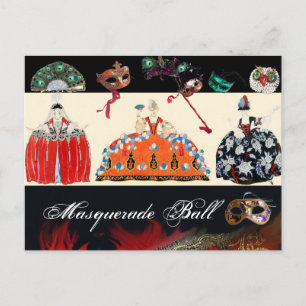 ROCOCO LADIES MARDI GRAS MASQUERADE BALL MASKS POSTCARD