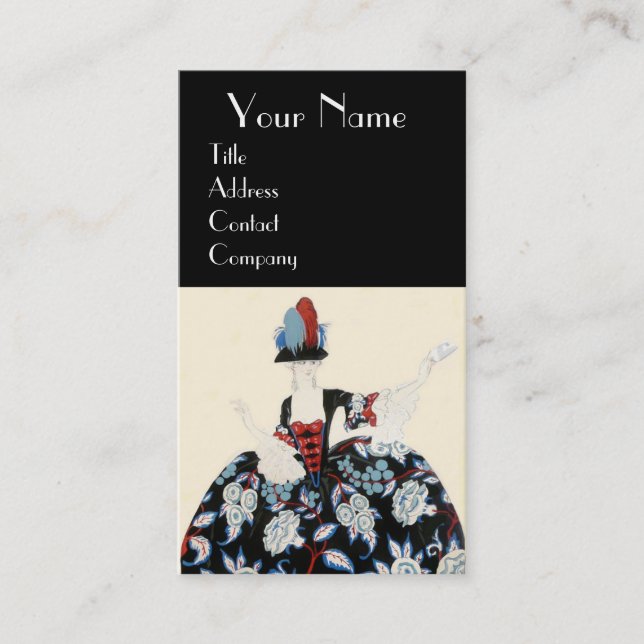 ROCOCO LADY FASHION COSTUME DESIGNER MAKEUP ARTIST BUSINESS CARD (Front)