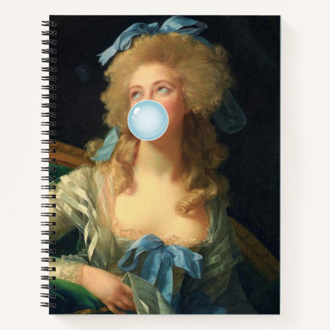 Rococo Lady with Blue Bubblegum Spiral Notebook (Front)