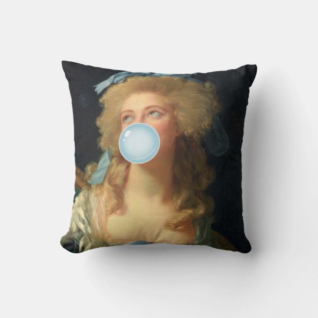 Rococo Lady with Bubblegum Altered Vintage Art  Cushion (Front)
