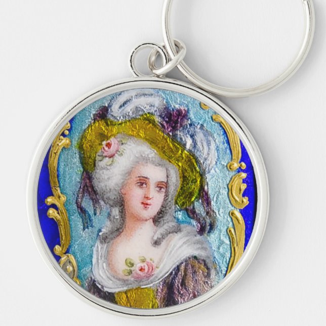 ROCOCO LADY WITH PINK ROSES KEY RING (Front)