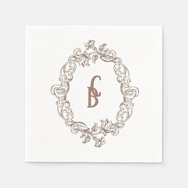 Rococo Mocha Florentine Monochrome Mousse  Napkin (Front)