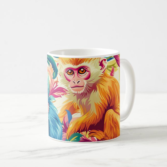 Rococo Monkey Pattern Coffee Mug (Front Right)