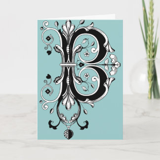 Rococo Monogram Letter B Note Card