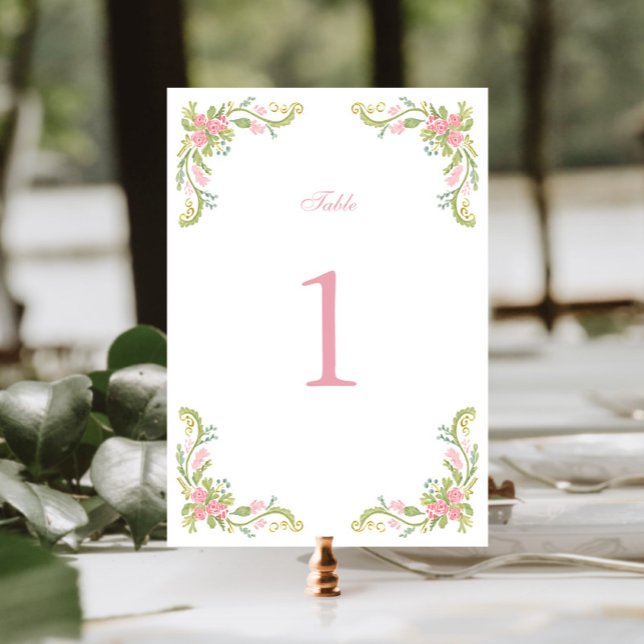 Rococo Ornate Floral Border Wedding Table Number (Creator Uploaded)