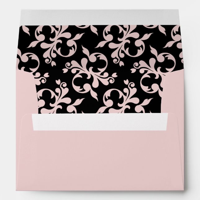 Rococo Pink Black Ornament Pattern   Envelope (Back (Bottom))