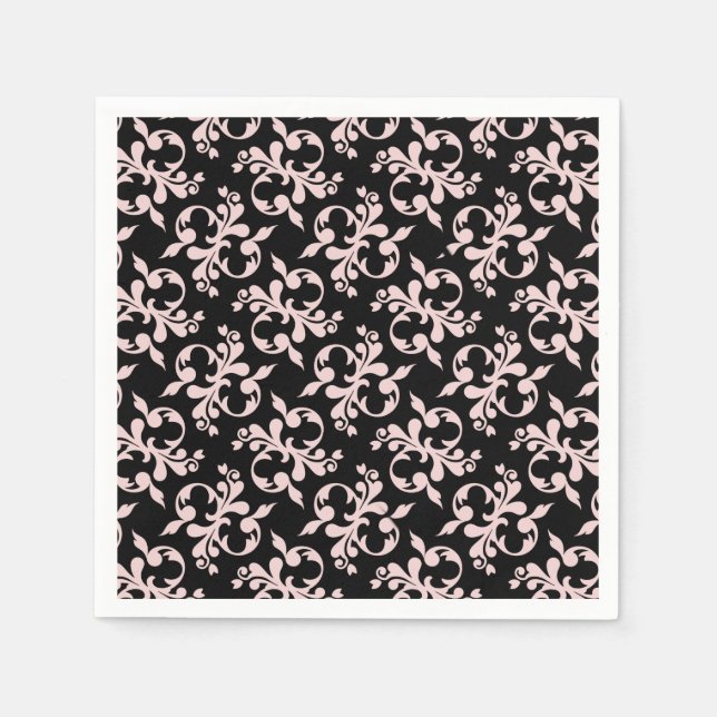 Rococo Pink Black Ornament Pattern Napkins (Front)