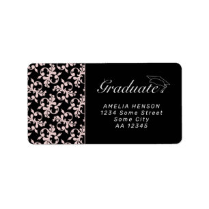 Rococo Pink Graduate Photo Graduation Address Labe Label