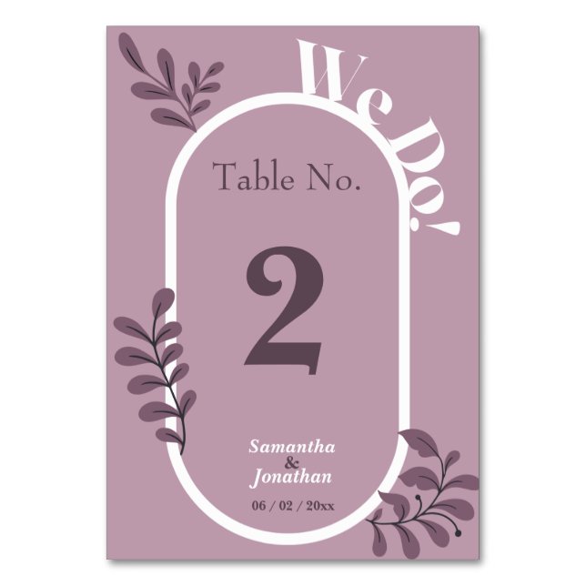 Rococo Pink Simple Wedding Table Card (Back)
