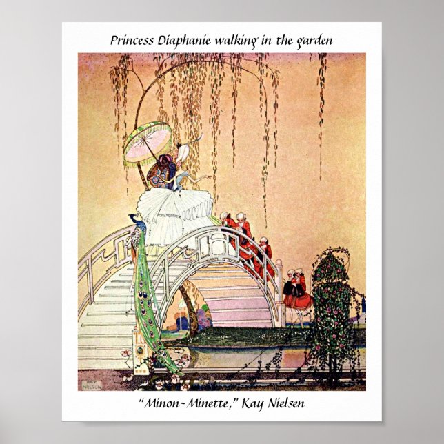 Rococo Princess walking in a fairytale garden Poster (Front)