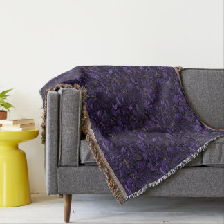 Rococo Realms: Dark Purple & Gold Throw Blanket