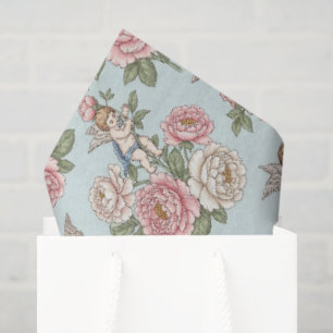 Rococo Revival Cherub Floral Toile  Tissue Paper
