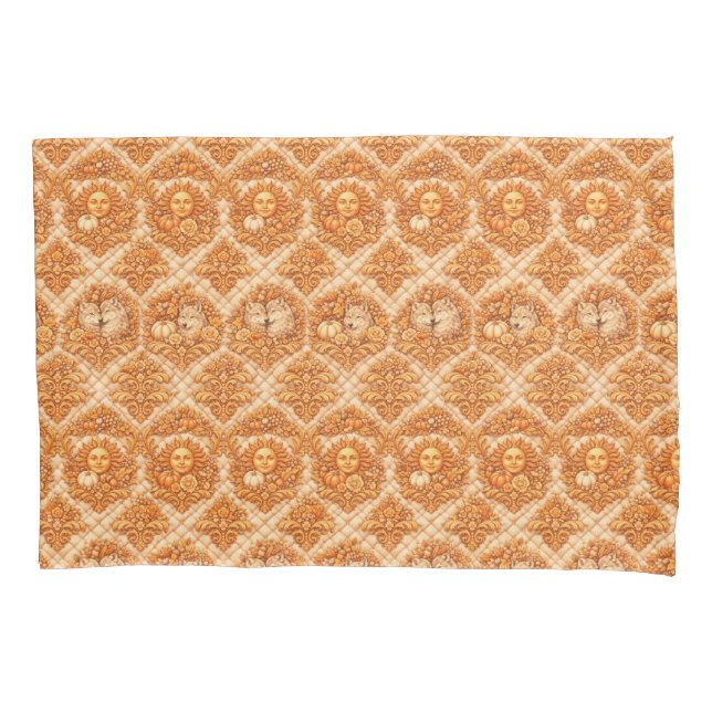 Rococo Revival Damask Nature Pattern Pillowcase (Front)