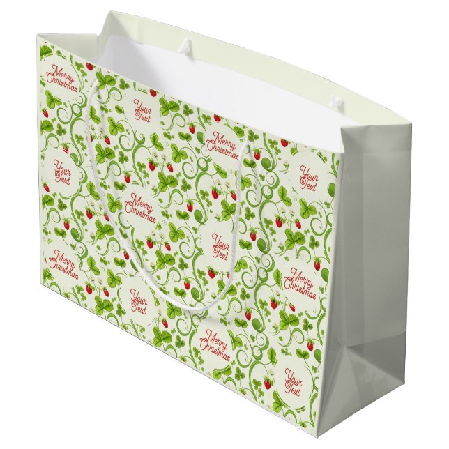 Rococo Revival Wild Strawberry & Clover Custom Large Gift Bag (Back Angled)