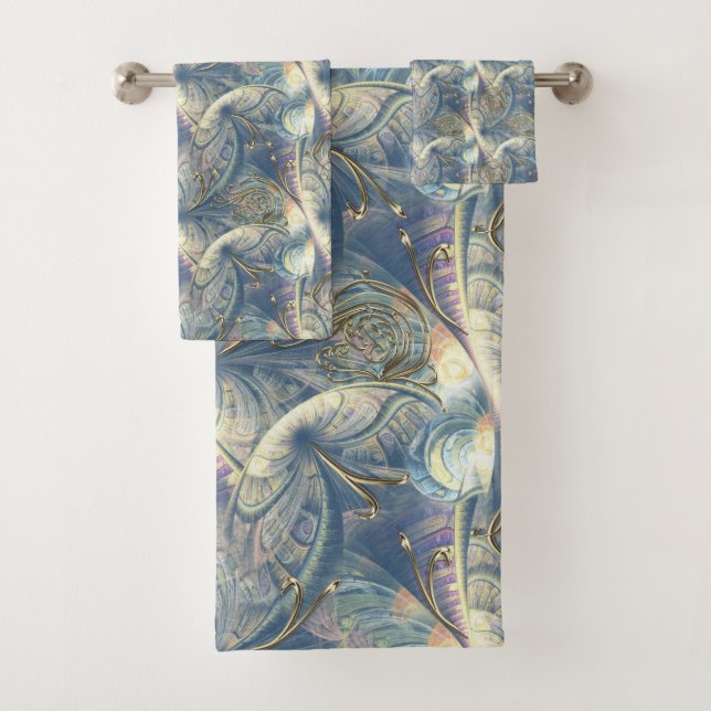 Rococo Rich Pattern design with Gold Relief Bath Towel Set (Insitu)