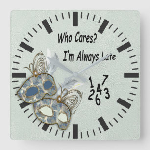 Rococo Rich Pattern design with Masks Square Wall Clock