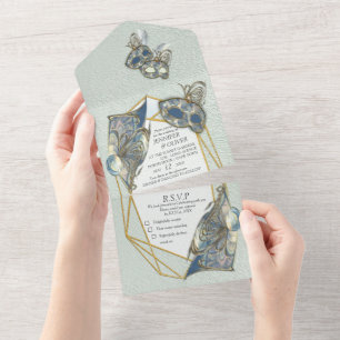 Rococo Rich Romantic All in One Wedding Invite