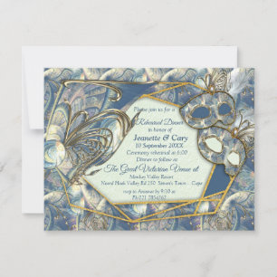 Rococo Rich Romantic Gold Reliefs & Masks Invitation
