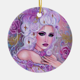 Rococo valentine fantasy art by Renee Lavoie Ceramic Ornament