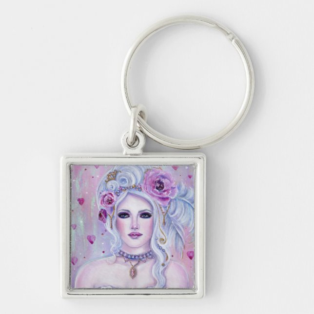 Rococo valentine fantasy art by Renee Lavoie    Key Ring (Front)