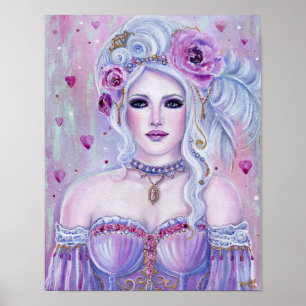 Rococo valentine fantasy art by Renee Lavoie Poster