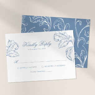 Rococo Vintage Blue Wedding RSVP Card