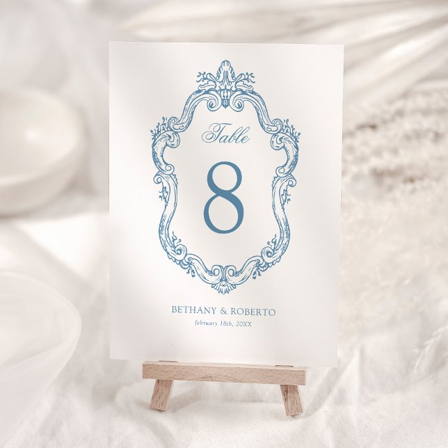 Rococo Vintage Blue Wedding Table Number (Creator Uploaded)
