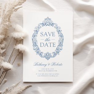 Rococo Vintage Dusty Blue Save The Date