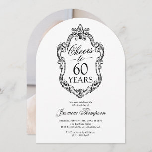 Rococo Vintage Photo 60th Birthday Party Invitation
