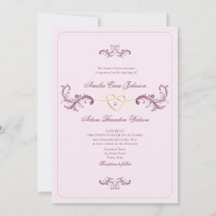Rococo Vintage Pink Wedding Invitation