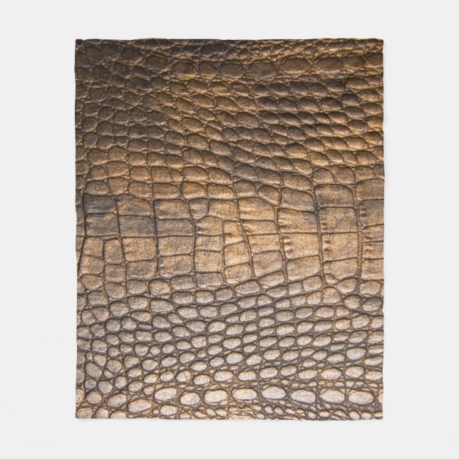 ?rocodile leather. Brown Leather background and te Fleece Blanket (Front)