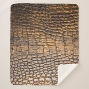 ?rocodile leather. Brown Leather background and te Sherpa Blanket