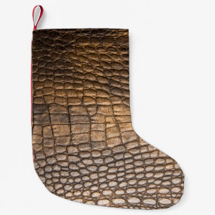 ?rocodile leather. Brown Leather background and te Small Christmas Stocking