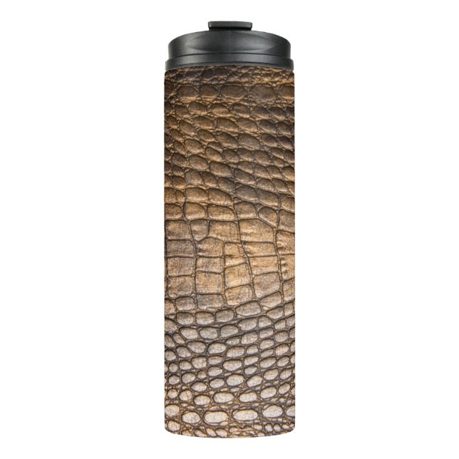 ?rocodile leather. Brown Leather background and te Thermal Tumbler (Front)