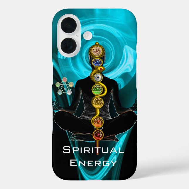 ROD ASCLEPIUS,7 CHAKRAS YOGA LOTUS POSE Blue Case-Mate iPhone Case (Back)