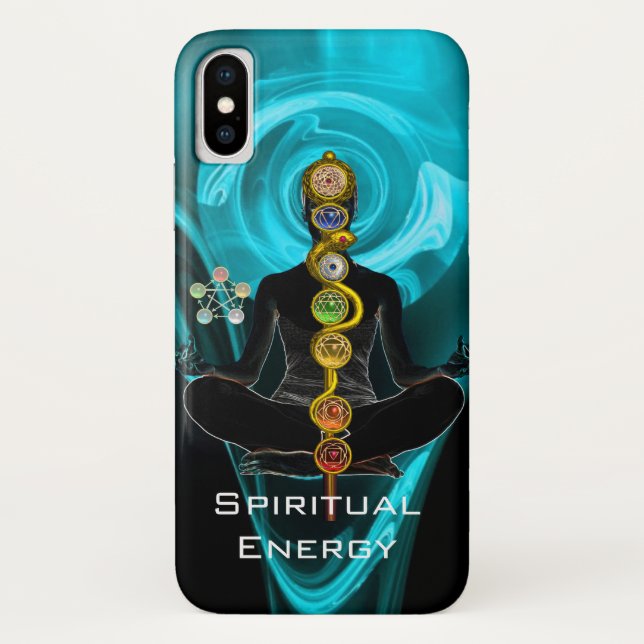 ROD ASCLEPIUS,7 CHAKRAS YOGA LOTUS POSE Blue Case-Mate iPhone Case (Back)
