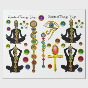 ROD ASCLEPIUS,7 CHAKRAS YOGA LOTUS POSE ,Horus Eye Wrapping Paper