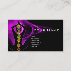 ROD ASCLEPIUS,7 CHAKRAS YOGA LOTUS POSE Purple Business Card