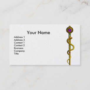 ROD ASCLEPIUS MEDICAL HEALING Monogram White P Business Card