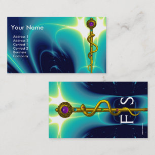 ROD ASCLEPIUS MEDICAL HEALTH CARE Monogram Blue Business Card