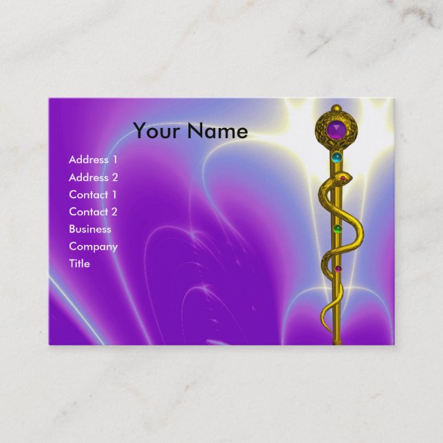 ROD ASCLEPIUS MEDICAL HEALTH CARE Violet Purple Business Card (Front)